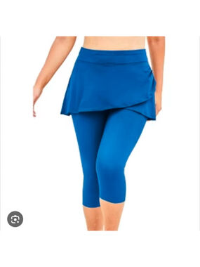 Women's SWIM365 Blue Skirted Swim Leggings Plus Size 20 Skirt and Capri